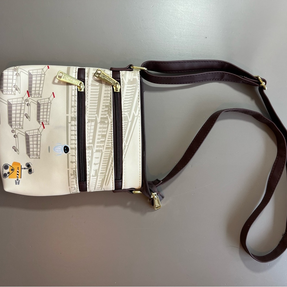 Loungefly Cream WALL-E  Brown Crossbody Bag with Leather Trim